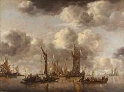 Jan van de Capelle Shipping Scene with a Dutch Yacht Firing a Salut (mk08) china oil painting reproduction